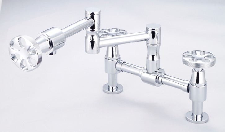 Bridge w/ 5" Double Swivel Arms Lavatory Faucet-LF-614