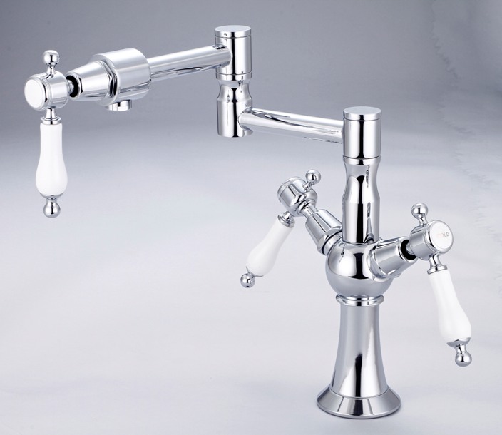 Single Hole w/ 5" Double Swivel Arms Lavatory Faucet-LF-624L